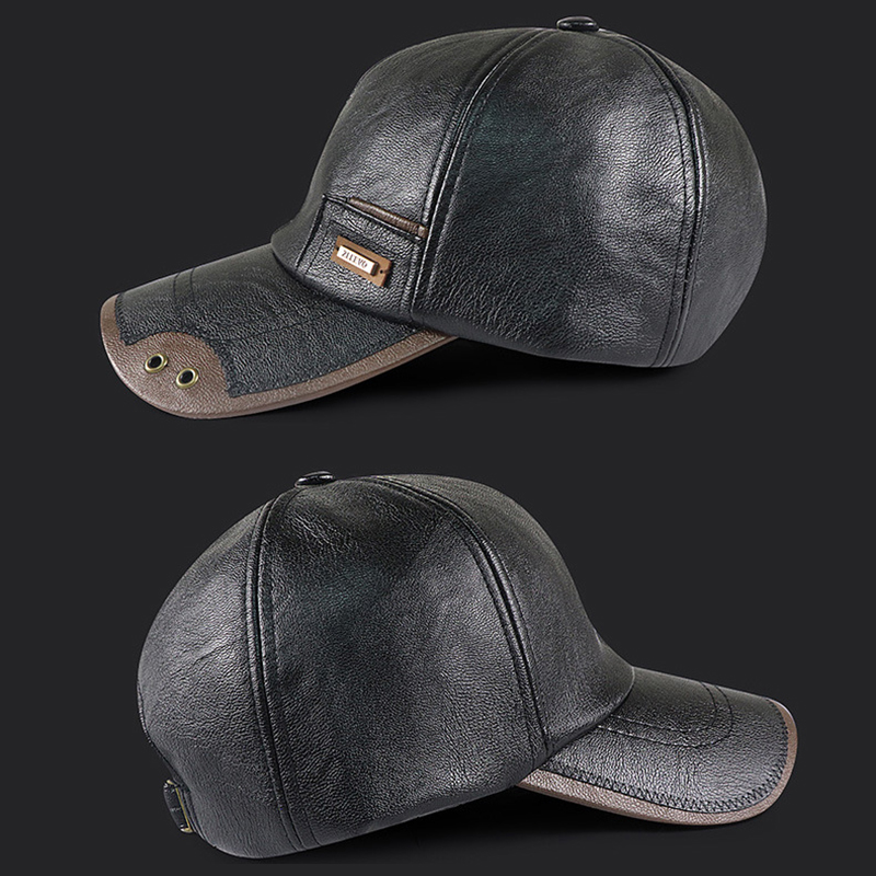 Retro PU Leather Baseball Cap  - Baseball Cap Structured ulasan dan harga