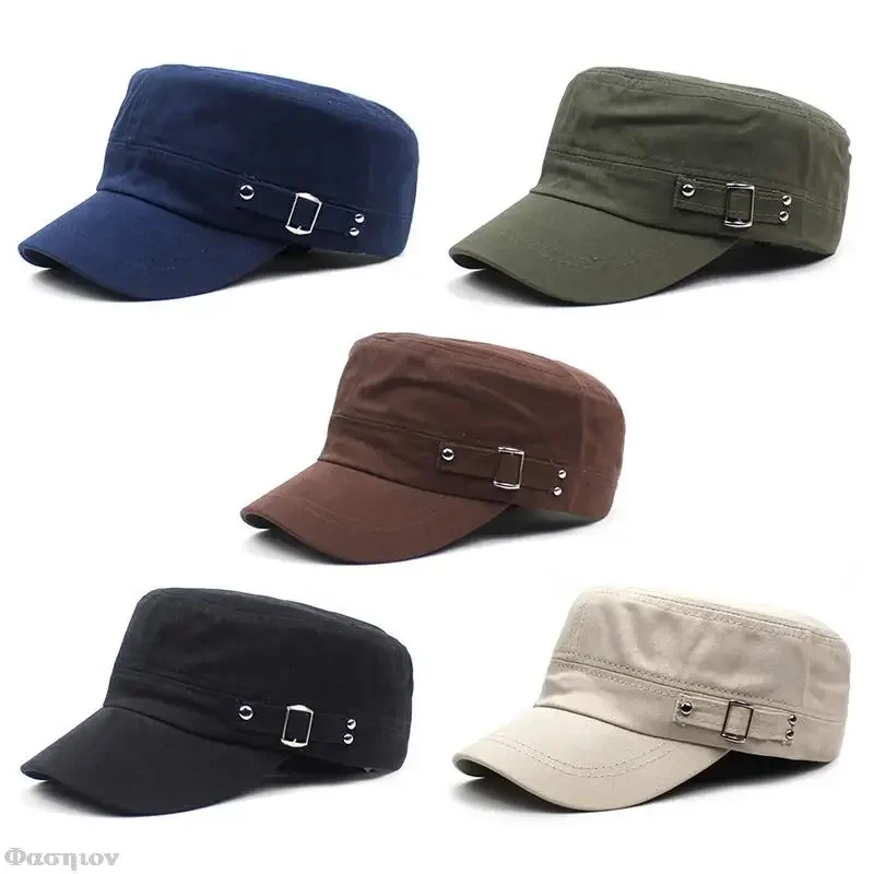 Army Cap Men Women Pure Color  - Snapback Hat Flat ulasan dan harga