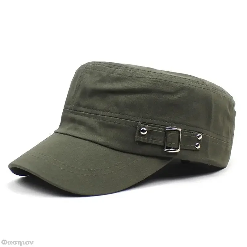Army Cap Men Women Pure Color  - Snapback Hat Flat ulasan dan harga