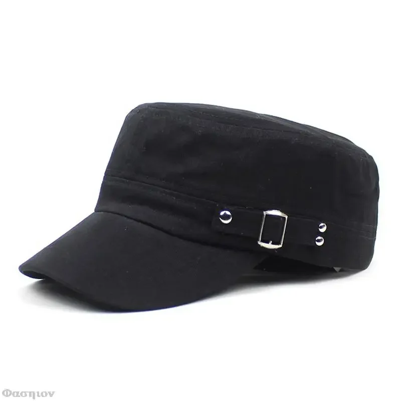 Army Cap Men Women Pure Color  - Snapback Hat Flat ulasan dan harga