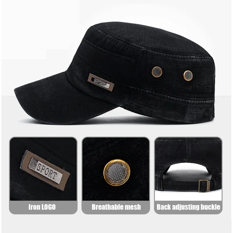 Military Cadet Flat Cap Fashio - Snapback Hat Flat ulasan dan harga