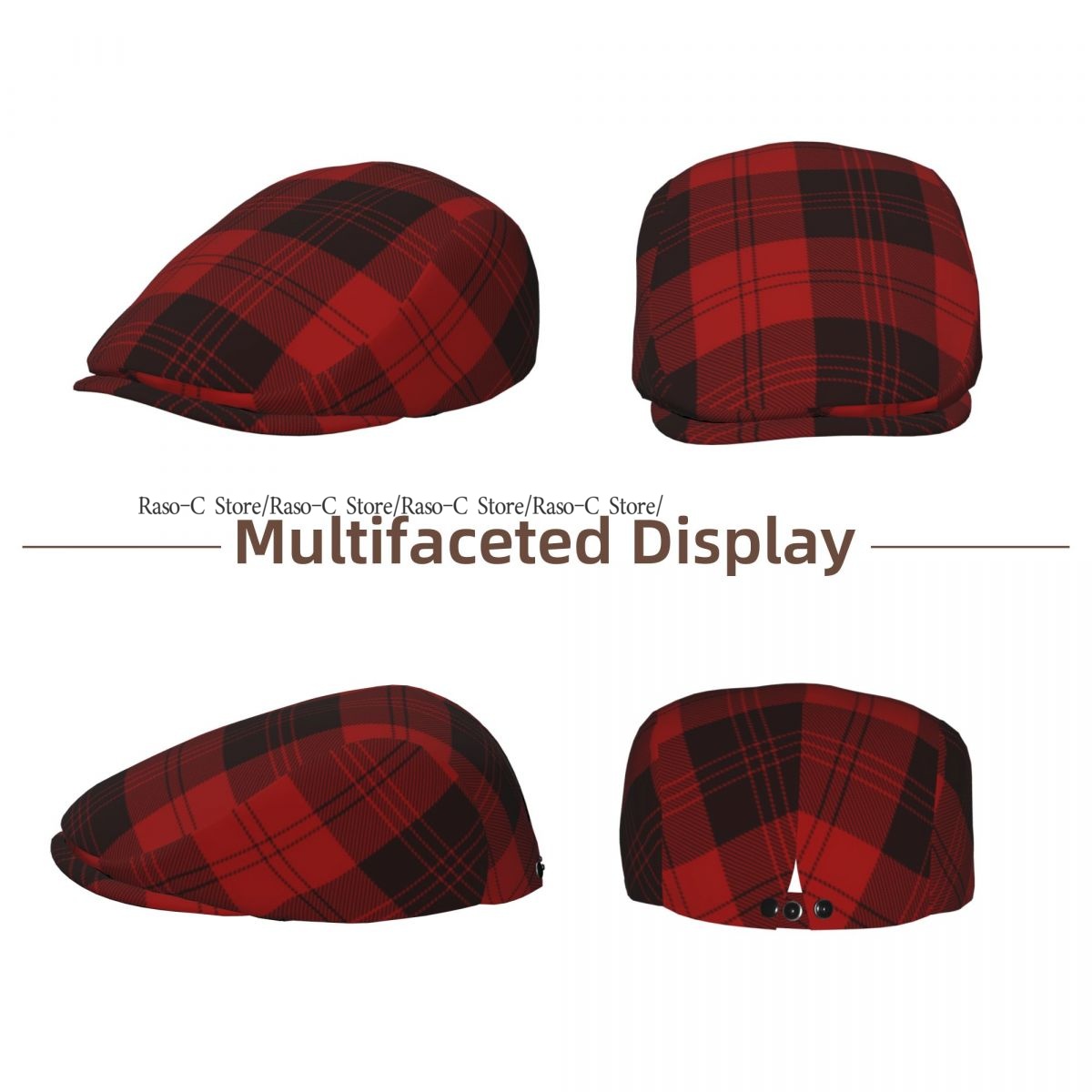 Adult Flat Cap Red Plaid Tarta - Newsboy Cap Ivy ulasan dan harga